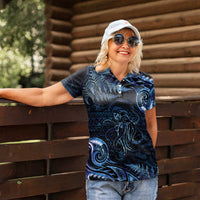 Aotearoa New Zealand Octopus Women Polo Shirt Silver Fern Maori Pattern LT05 - Polynesian Pride