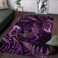 Aotearoa New Zealand Crocodile Area Rug Silver Fern Maori Pattern LT05 Purple - Polynesian Pride