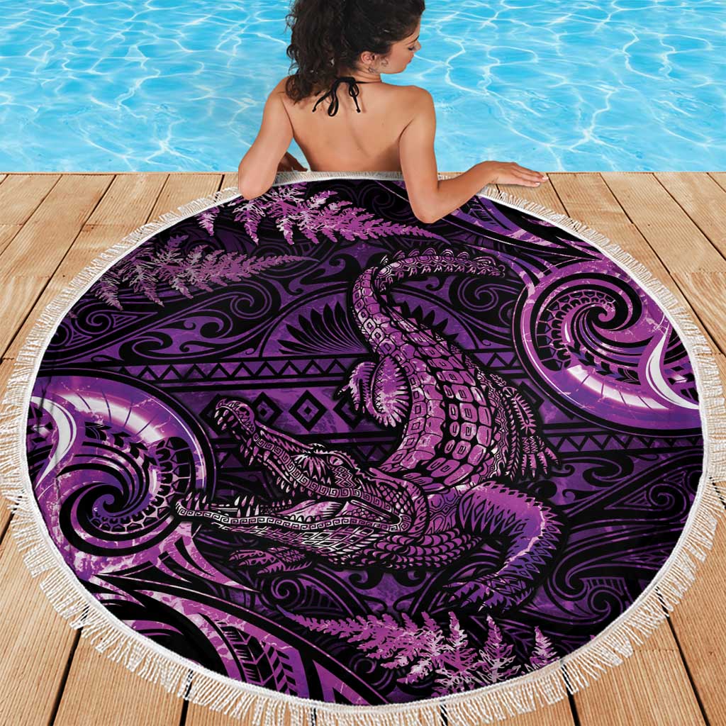 Aotearoa New Zealand Crocodile Beach Blanket Silver Fern Maori Pattern LT05 - Polynesian Pride