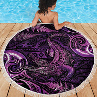 Aotearoa New Zealand Crocodile Beach Blanket Silver Fern Maori Pattern LT05 - Polynesian Pride