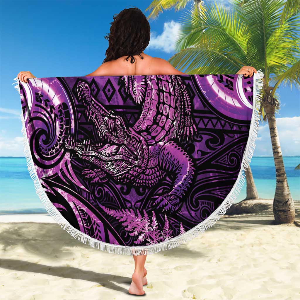 Aotearoa New Zealand Crocodile Beach Blanket Silver Fern Maori Pattern LT05 - Polynesian Pride