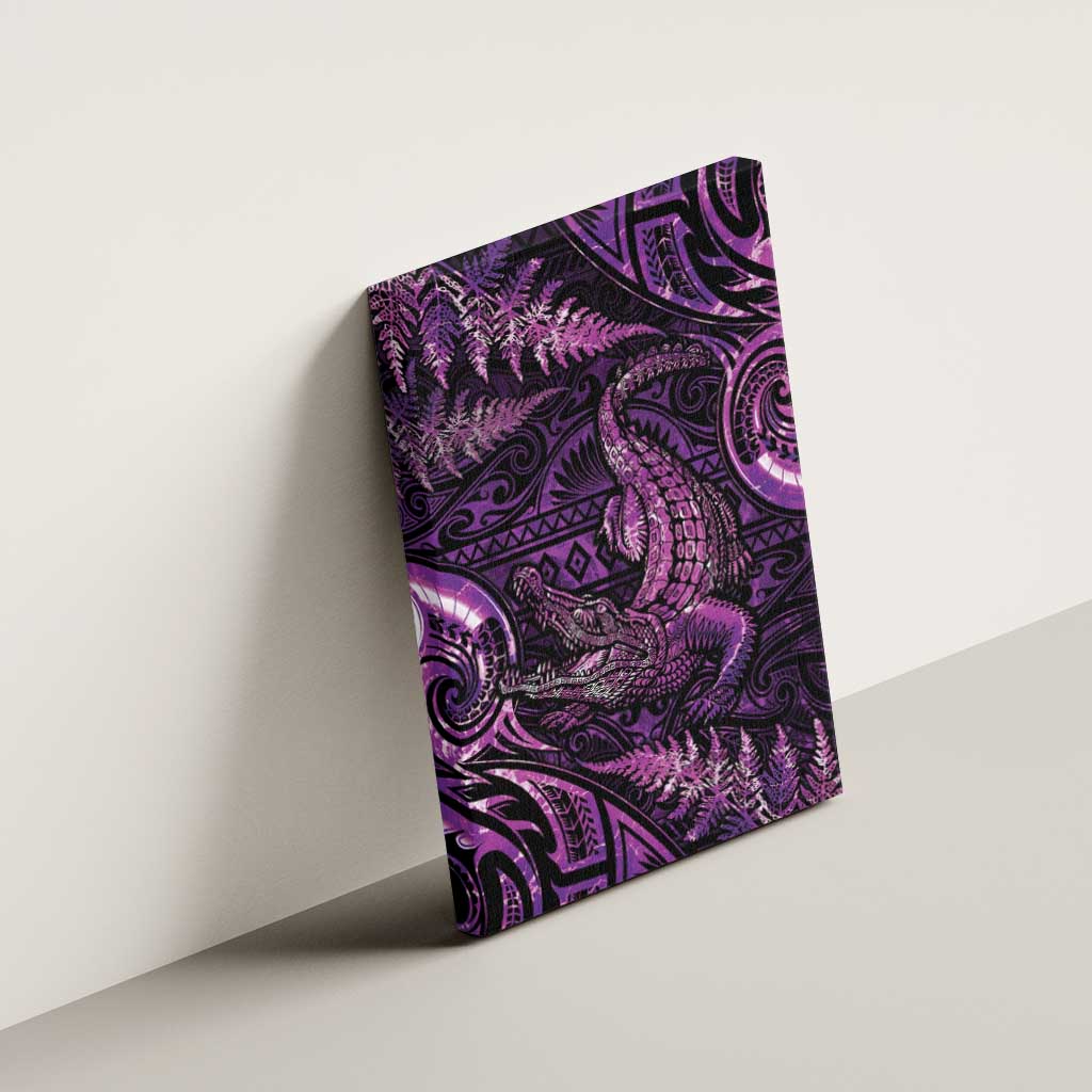 Aotearoa New Zealand Crocodile Canvas Wall Art Silver Fern Maori Pattern LT05 - Polynesian Pride