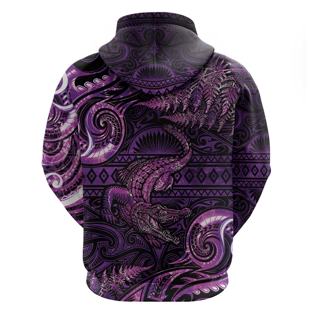 Aotearoa New Zealand Crocodile Hoodie Silver Fern Maori Pattern LT05 - Polynesian Pride