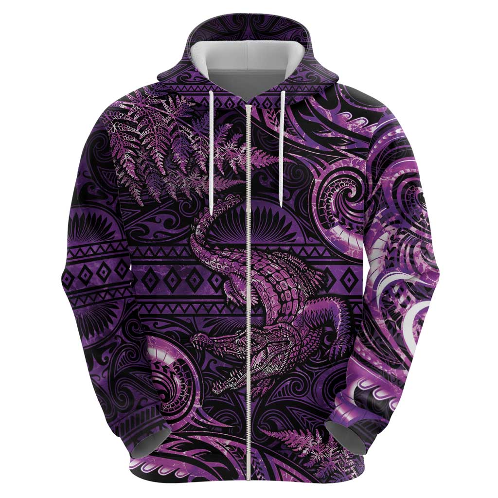 Aotearoa New Zealand Crocodile Hoodie Silver Fern Maori Pattern LT05 - Polynesian Pride