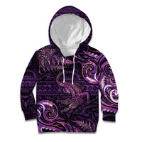 Aotearoa New Zealand Crocodile Kid Hoodie Silver Fern Maori Pattern LT05 Hoodie Purple - Polynesian Pride