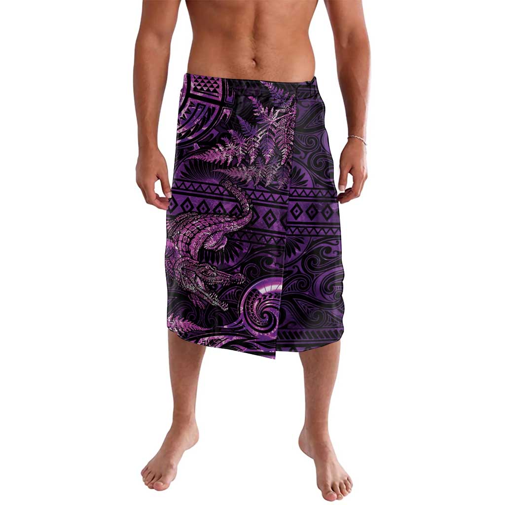 Aotearoa New Zealand Crocodile Lavalava Silver Fern Maori Pattern LT05 Purple - Polynesian Pride