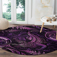 Aotearoa New Zealand Crocodile Round Carpet Silver Fern Maori Pattern LT05 - Polynesian Pride