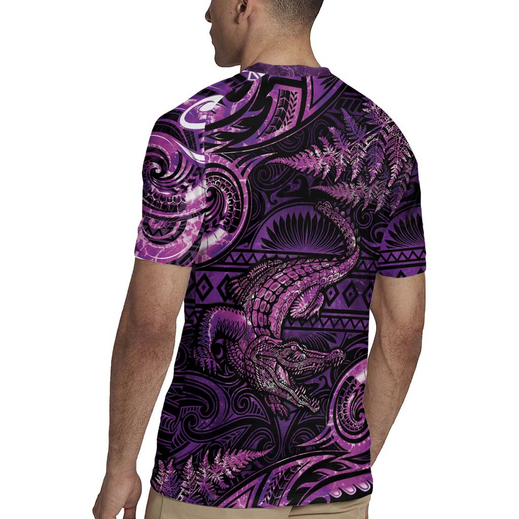 Aotearoa New Zealand Crocodile Rugby Jersey Silver Fern Maori Pattern LT05 - Polynesian Pride