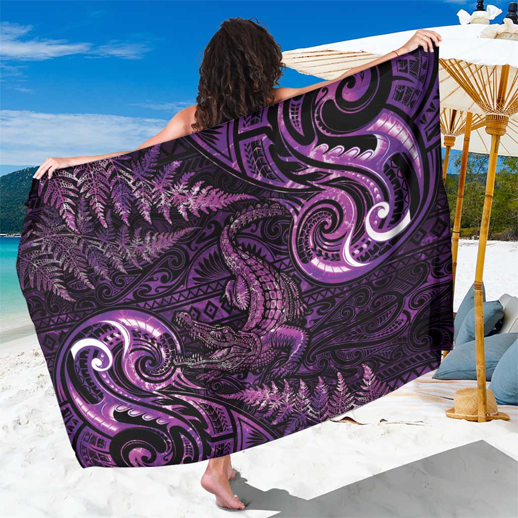 Aotearoa New Zealand Crocodile Sarong Silver Fern Maori Pattern LT05 One Size 44 x 66 inches Purple - Polynesian Pride