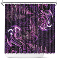 Aotearoa New Zealand Crocodile Shower Curtain Silver Fern Maori Pattern LT05 Purple - Polynesian Pride