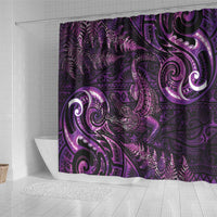 Aotearoa New Zealand Crocodile Shower Curtain Silver Fern Maori Pattern LT05 - Polynesian Pride