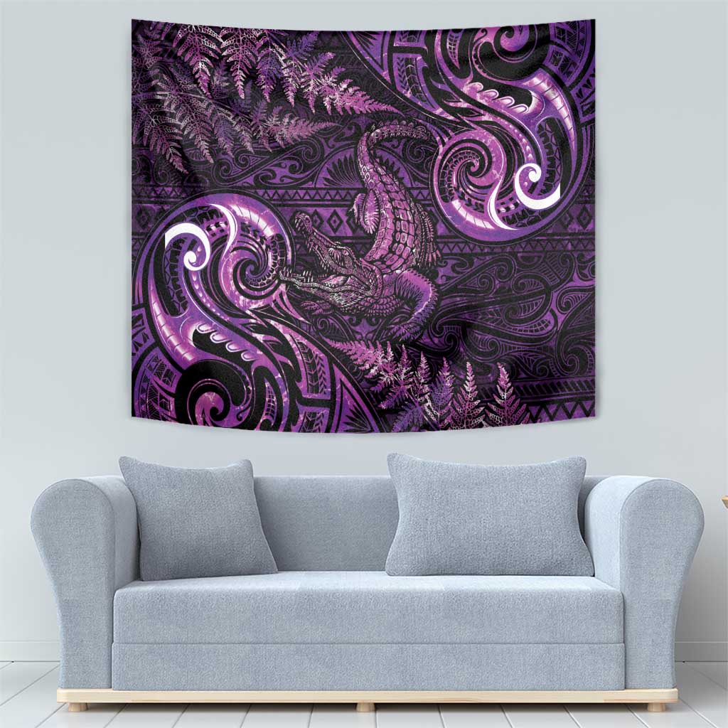 Aotearoa New Zealand Crocodile Tapestry Silver Fern Maori Pattern LT05 - Polynesian Pride