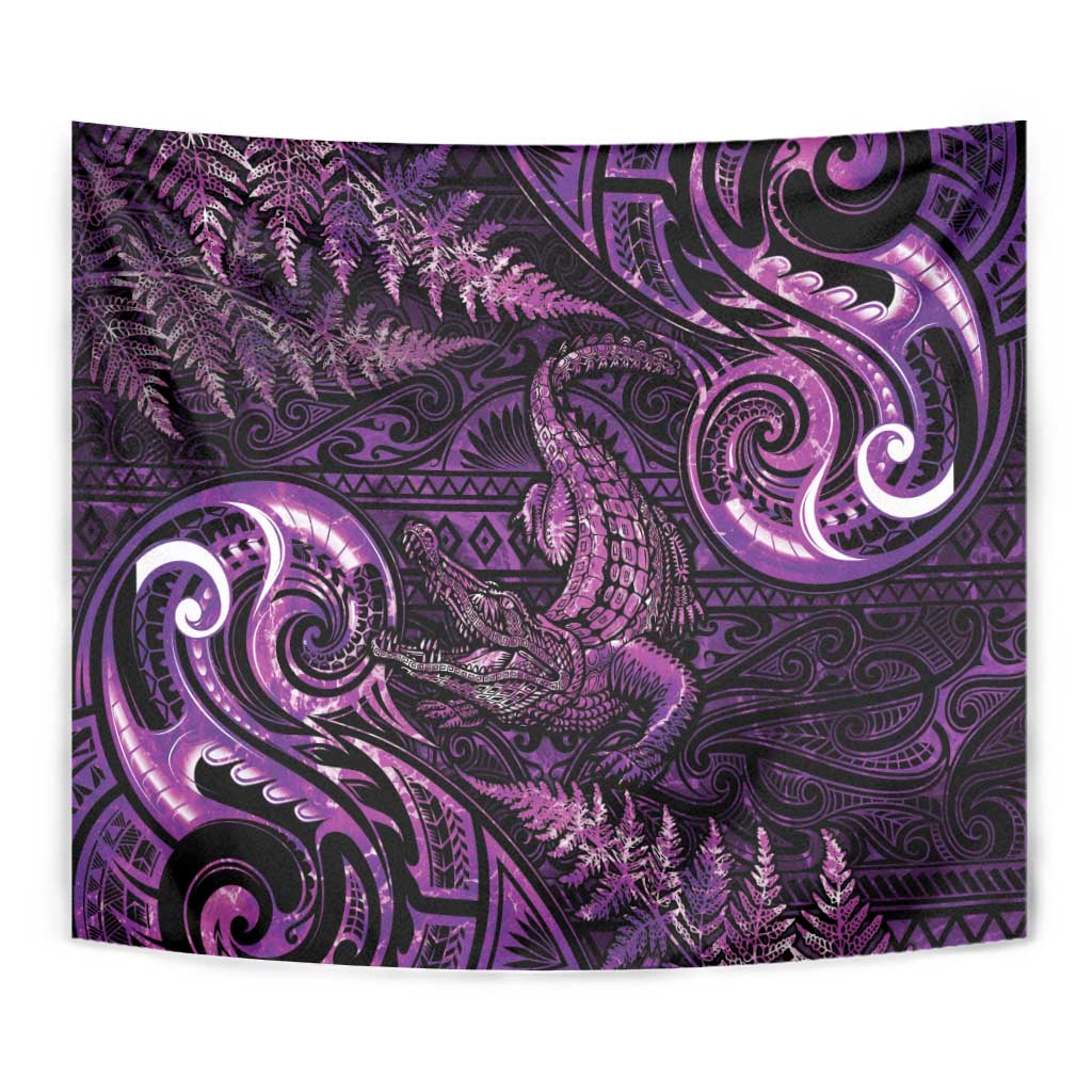 Aotearoa New Zealand Crocodile Tapestry Silver Fern Maori Pattern LT05 - Polynesian Pride