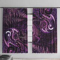 Aotearoa New Zealand Crocodile Window Curtain Silver Fern Maori Pattern LT05 With Hooks Purple - Polynesian Pride