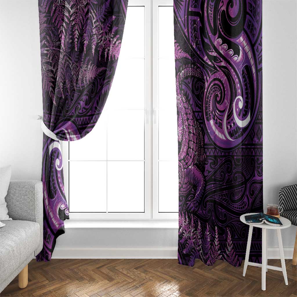 Aotearoa New Zealand Crocodile Window Curtain Silver Fern Maori Pattern LT05 - Polynesian Pride