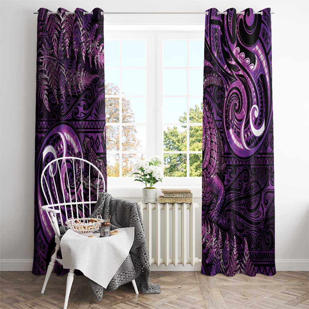 Aotearoa New Zealand Crocodile Window Curtain Silver Fern Maori Pattern LT05 - Polynesian Pride