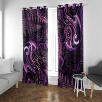 Aotearoa New Zealand Crocodile Window Curtain Silver Fern Maori Pattern LT05 With Grommets Purple - Polynesian Pride