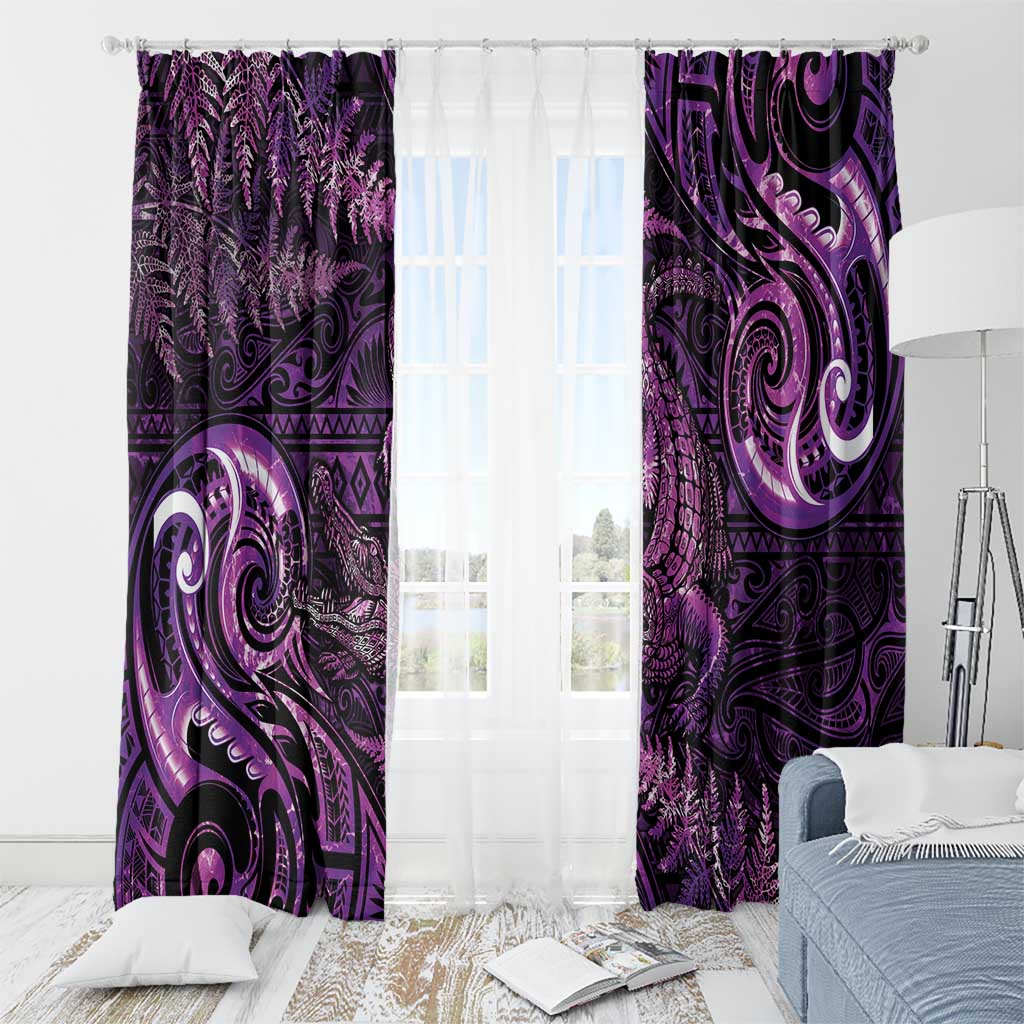 Aotearoa New Zealand Crocodile Window Curtain Silver Fern Maori Pattern LT05 - Polynesian Pride