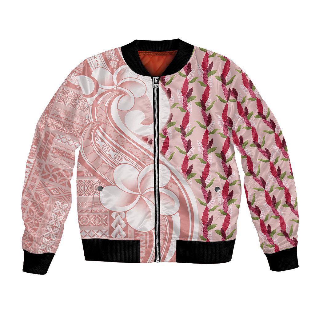 Samoa Teuila Bomber Jacket Pink Samoan Siapo Motifs LT05 Unisex Pink - Polynesian Pride