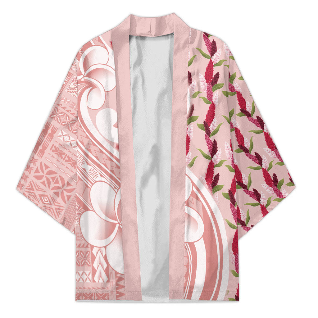 Samoa Teuila Kimono Pink Samoan Siapo Motifs LT05 Unisex Pink - Polynesian Pride