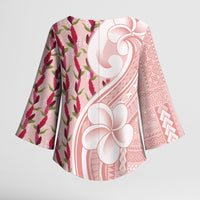 Samoa Teuila Kimono Sleeve Blouse Pink Samoan Siapo Motifs LT05 - Polynesian Pride