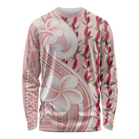 Samoa Teuila Long Sleeve Shirt Pink Samoan Siapo Motifs LT05 Unisex Pink - Polynesian Pride