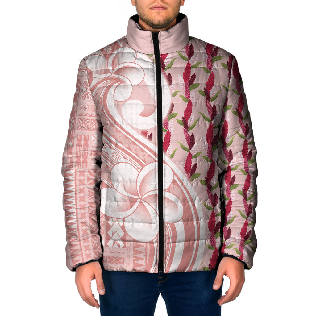 Samoa Teuila Padded Jacket Pink Samoan Siapo Motifs LT05 Men Pink - Polynesian Pride