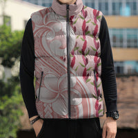 Samoa Teuila Sleeveless Puffer Jacket Pink Samoan Siapo Motifs LT05 - Polynesian Pride