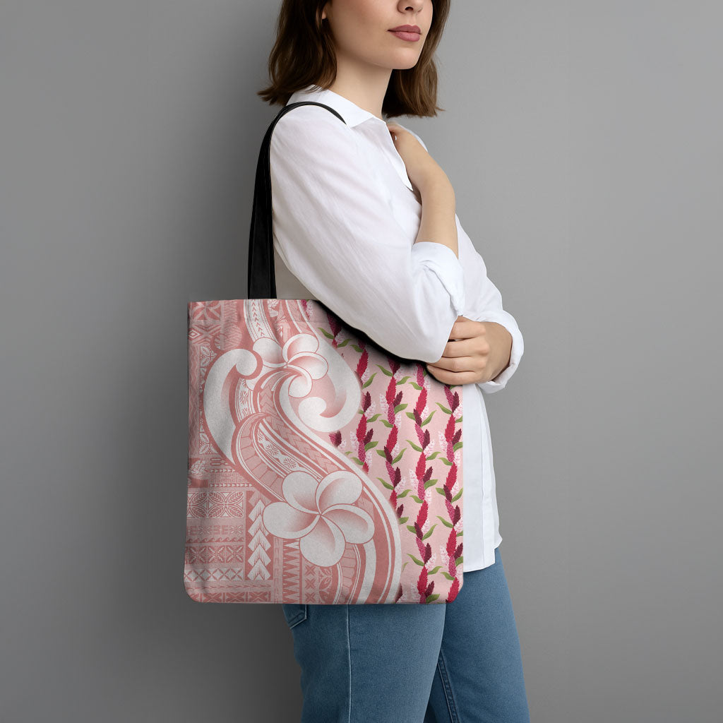 Samoa Teuila Tote Bag Pink Samoan Siapo Motifs LT05 - Polynesian Pride