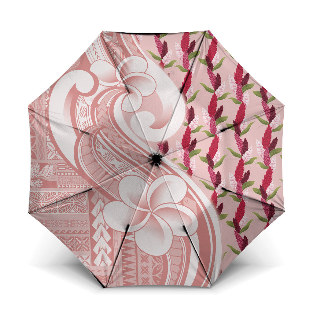 Samoa Teuila Umbrella Pink Samoan Siapo Motifs LT05 One Size Folded 11.42 inch Opened Diameter 37.4 inch Pink - Polynesian Pride