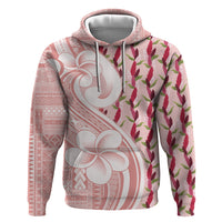 Samoa Teuila Zip Hoodie Pink Samoan Siapo Motifs LT05 Pullover Hoodie Pink - Polynesian Pride