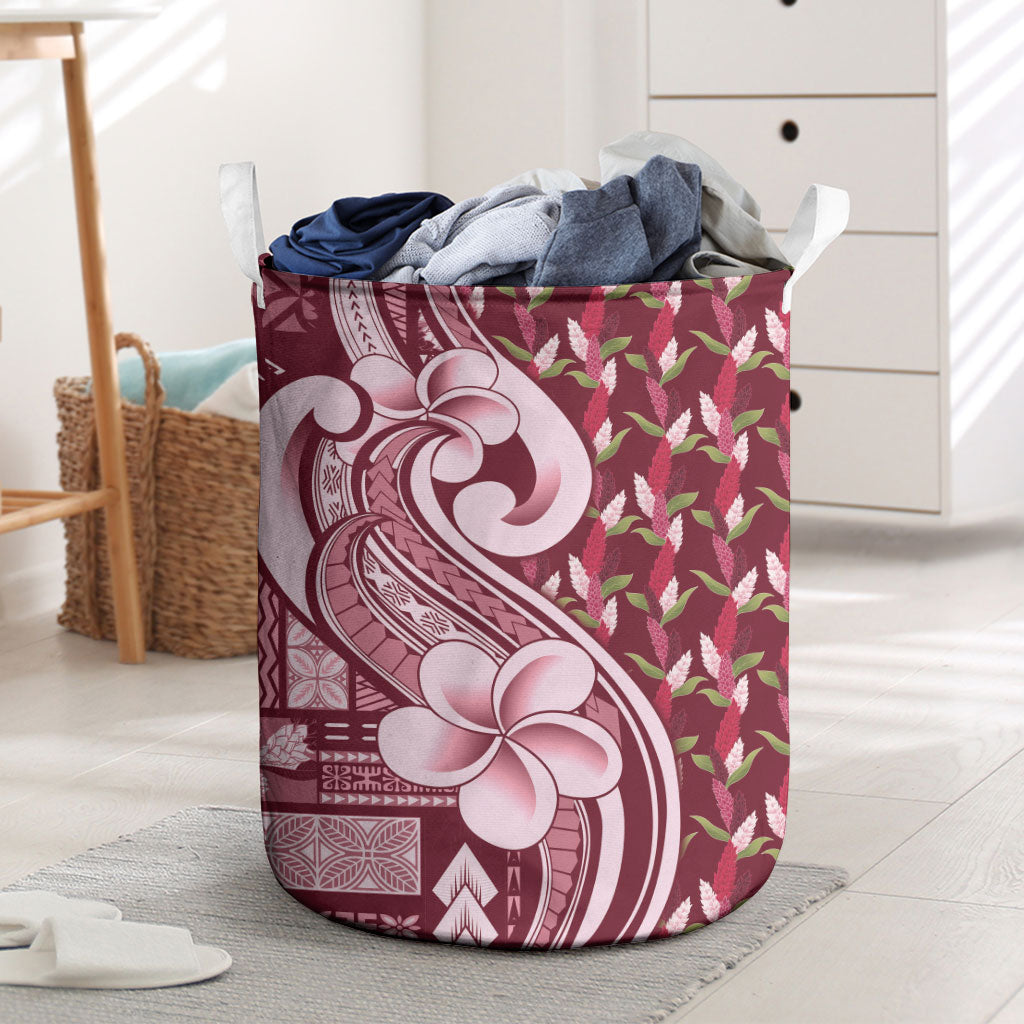 Samoa Teuila Laundry Basket Maroon Samoan Siapo Motifs LT05 Maroon - Polynesian Pride