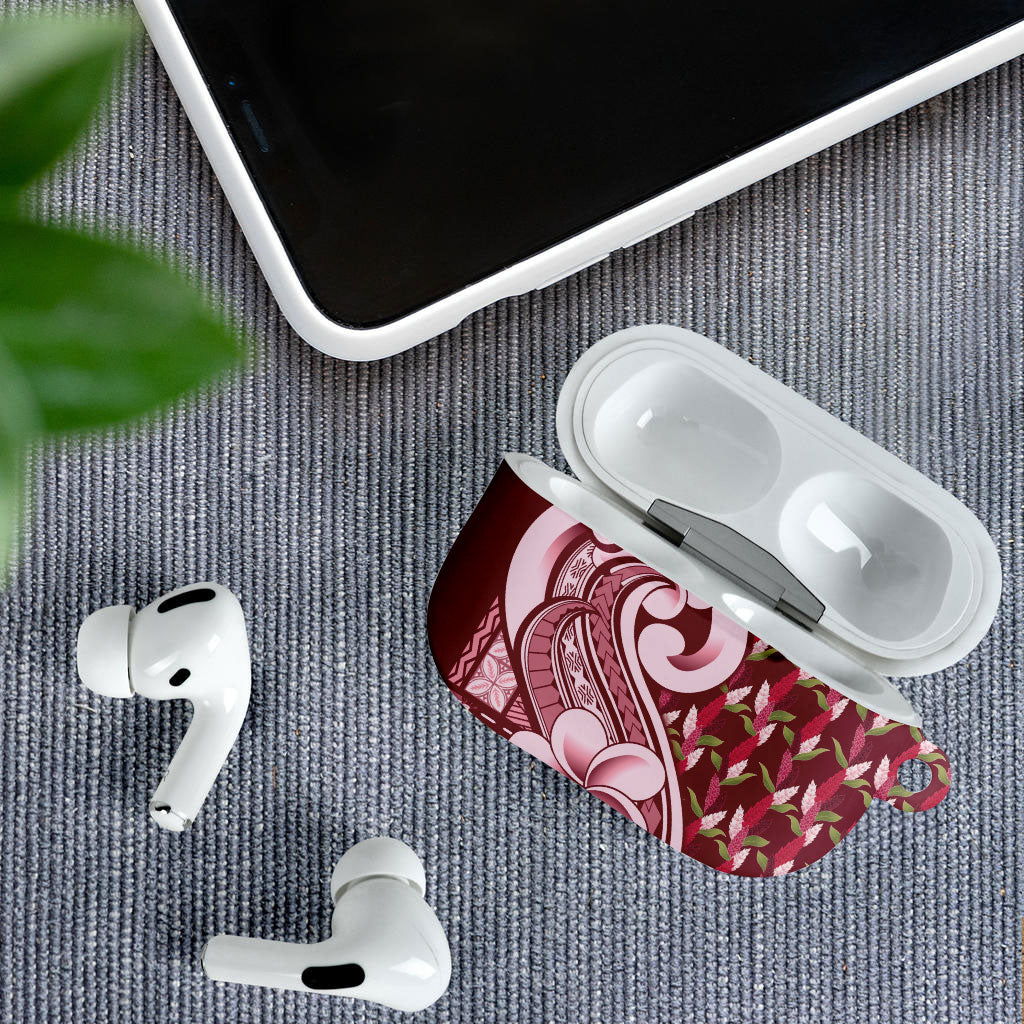 Samoa Teuila AirPods Case Maroon Samoan Siapo Motifs LT05 - Polynesian Pride