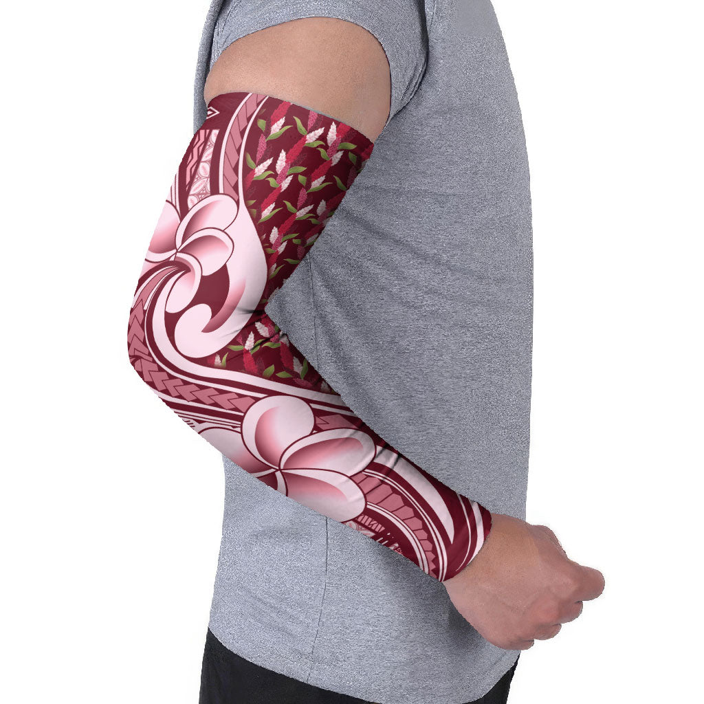 Samoa Teuila Arm Sleeves Maroon Samoan Siapo Motifs LT05 - Polynesian Pride