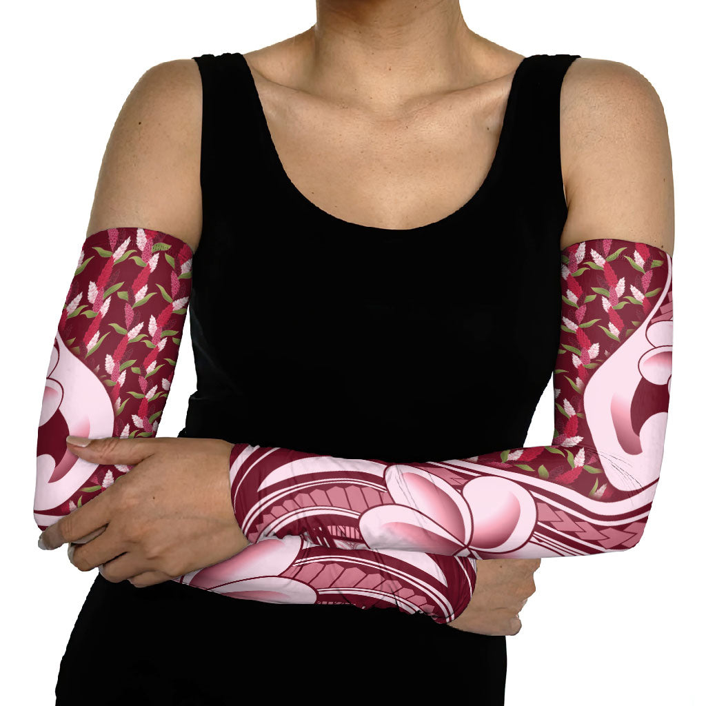 Samoa Teuila Arm Sleeves Maroon Samoan Siapo Motifs LT05 - Polynesian Pride