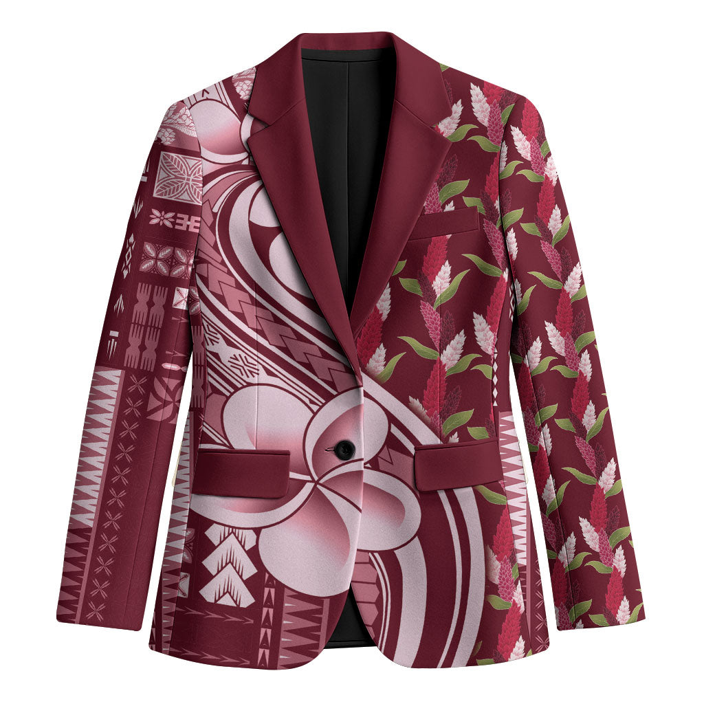 Samoa Teuila Blazer Maroon Samoan Siapo Motifs LT05 Unisex Maroon - Polynesian Pride