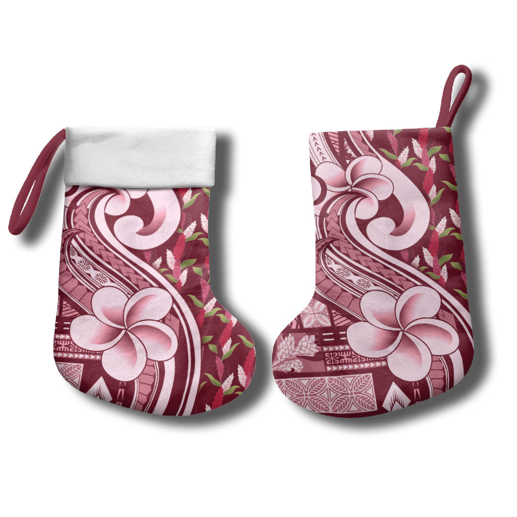 Samoa Teuila Christmas Stocking Maroon Samoan Siapo Motifs