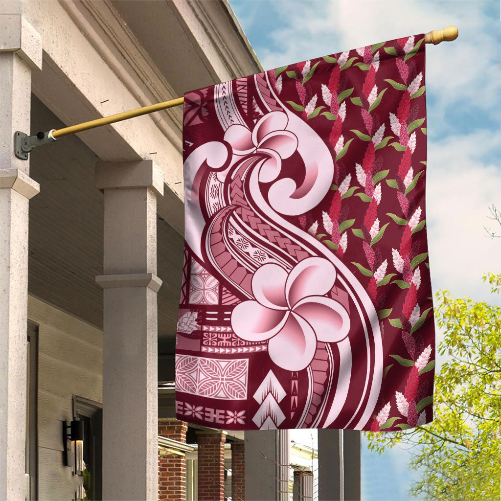 Samoa Teuila Garden Flag Maroon Samoan Siapo Motifs LT05 House Flag Maroon - Polynesian Pride
