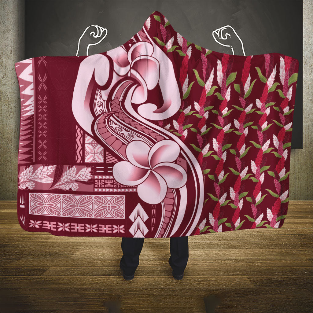 Samoa Teuila Hooded Blanket Maroon Samoan Siapo Motifs LT05 - Polynesian Pride