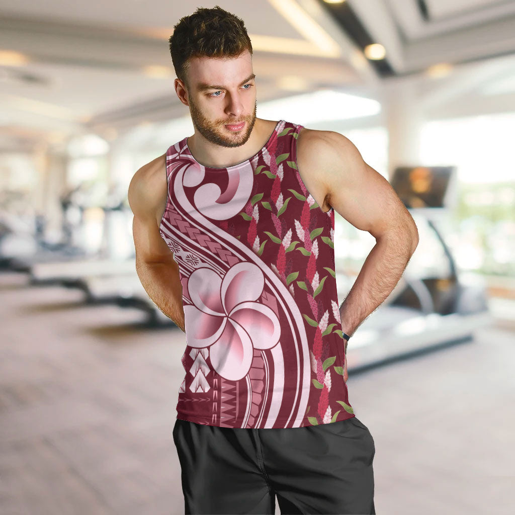 Samoa Teuila Men Tank Top Maroon Samoan Siapo Motifs LT05 Maroon - Polynesian Pride