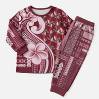 Samoa Teuila Christmas Pajama Set Maroon Samoan Siapo Motifs