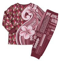 Samoa Teuila Christmas Pajama Set Maroon Samoan Siapo Motifs