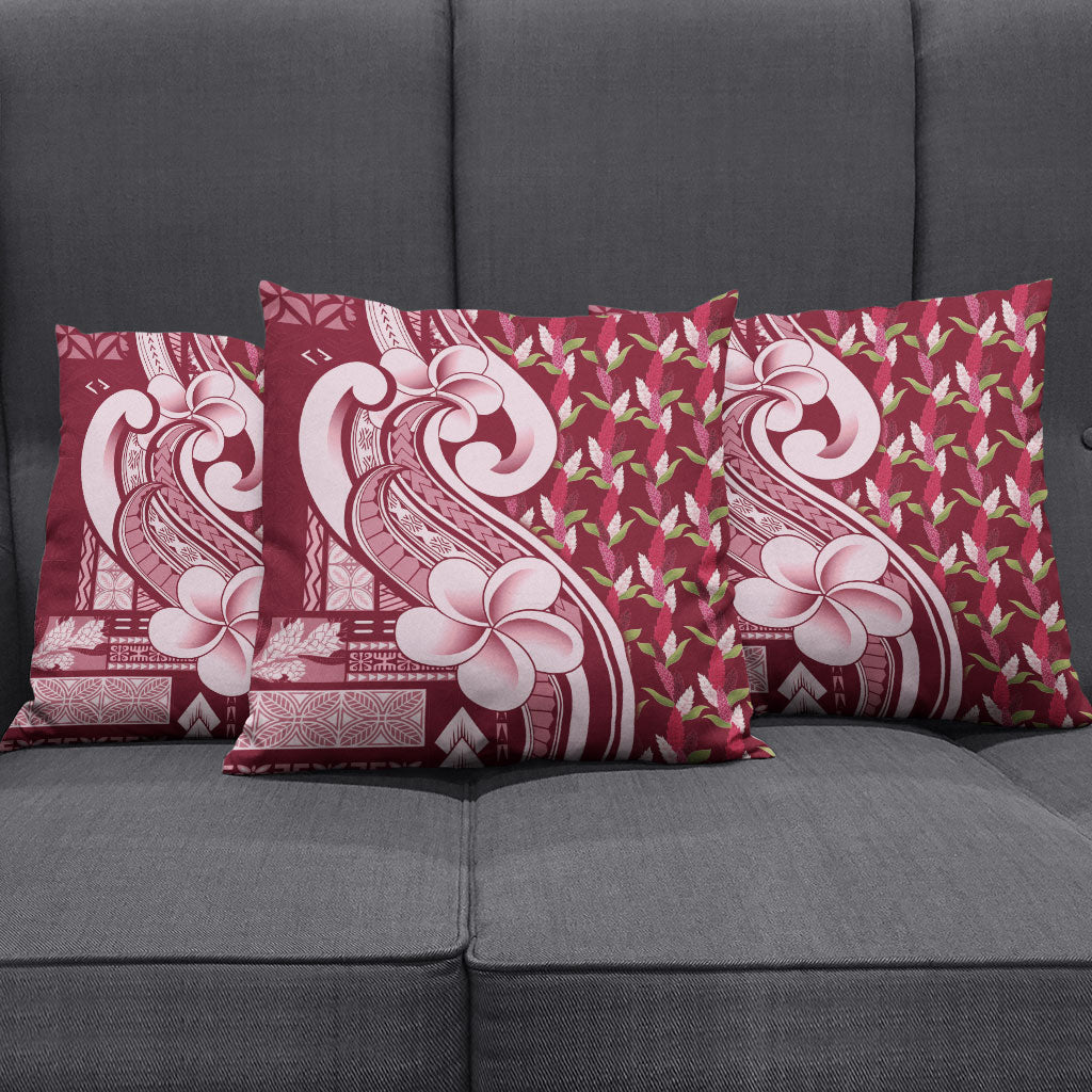 Samoa Teuila Pillow Cover Maroon Samoan Siapo Motifs LT05 - Polynesian Pride