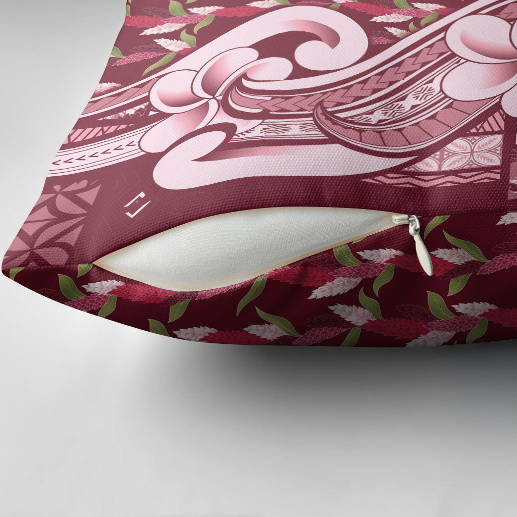 Samoa Teuila Pillow Cover Maroon Samoan Siapo Motifs LT05 - Polynesian Pride