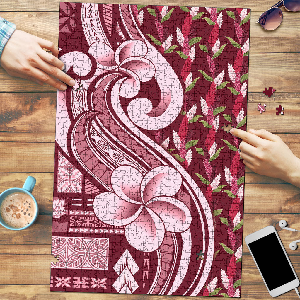 Samoa Teuila Puzzle Maroon Samoan Siapo Motifs LT05 Maroon - Polynesian Pride
