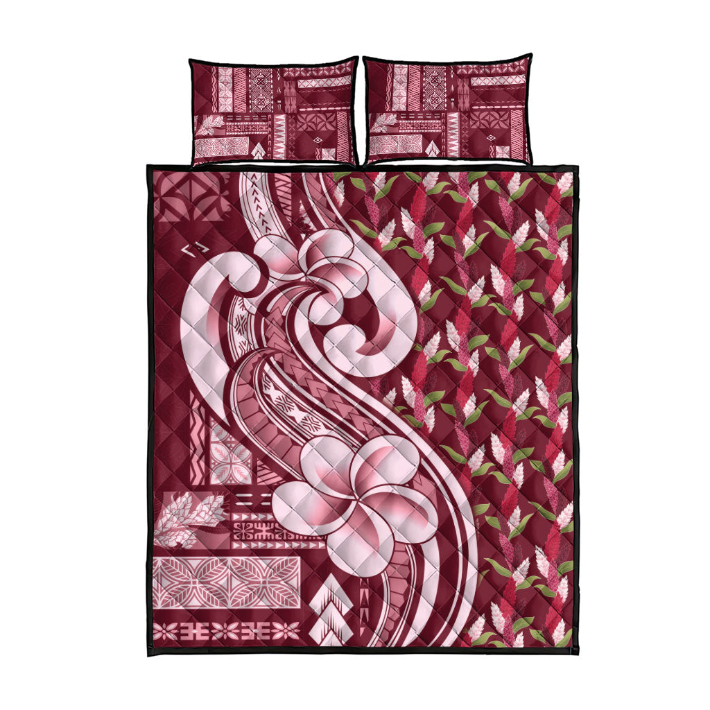 Samoa Teuila Quilt Bed Set Maroon Samoan Siapo Motifs LT05 - Polynesian Pride