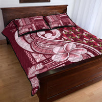 Samoa Teuila Quilt Bed Set Maroon Samoan Siapo Motifs LT05 - Polynesian Pride