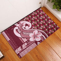 Samoa Teuila Rubber Doormat Maroon Samoan Siapo Motifs LT05 - Polynesian Pride