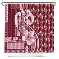 Samoa Teuila Shower Curtain Maroon Samoan Siapo Motifs LT05 Maroon - Polynesian Pride