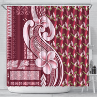 Samoa Teuila Shower Curtain Maroon Samoan Siapo Motifs LT05 - Polynesian Pride